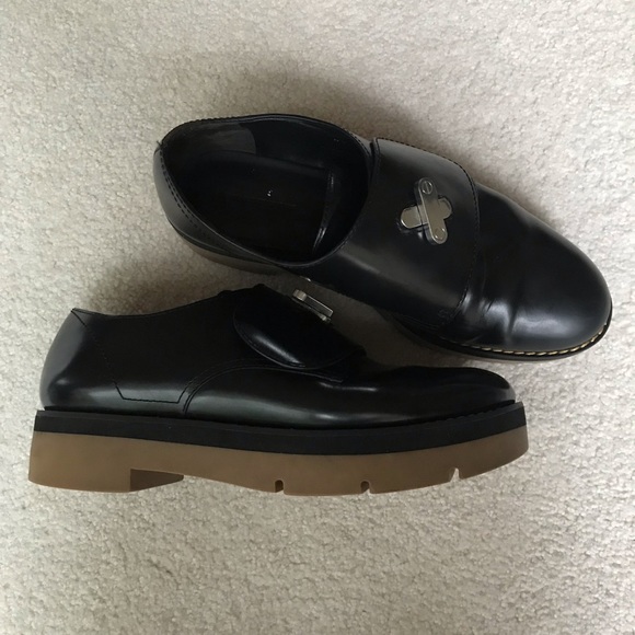 ALEXANDER WANG “Dillon” Twist Lock Leather Platform Creeper Black Gloss Leather - Picture 8 of 14